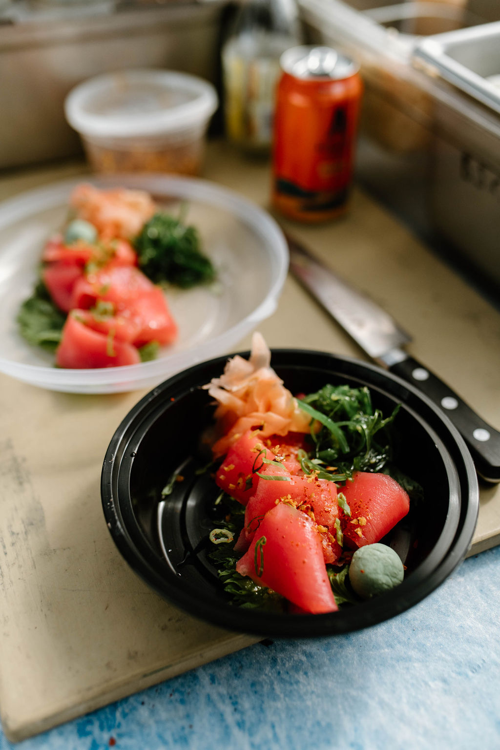 Vibrant cuts of fresh fish, prepped and ready for poke bowls.